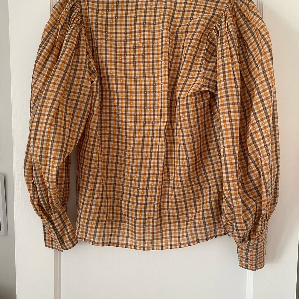 Doen Scarlett Top in Orange Plaid - Picture 6 of 9